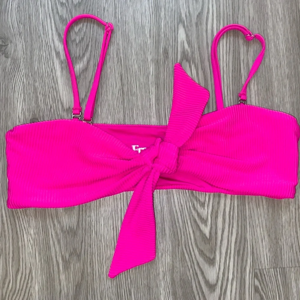 Frankie’s Bikini Dark Pink Top With Bow Size Medium